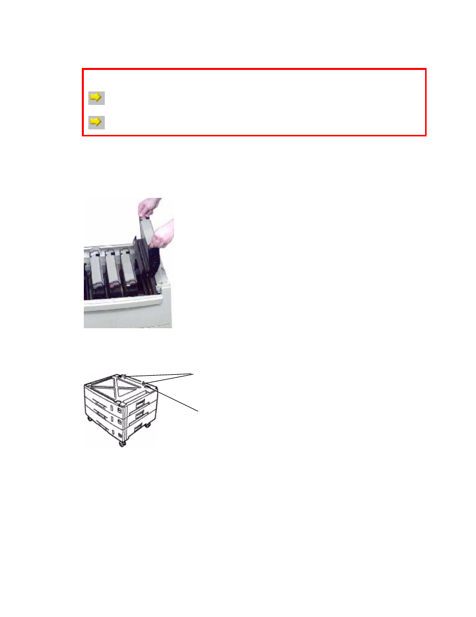 High capacity feeder, oki p/n 41529801, Installing the high capacity feeder, Back | Oki C 9400 User Manual | Page 408 / 453