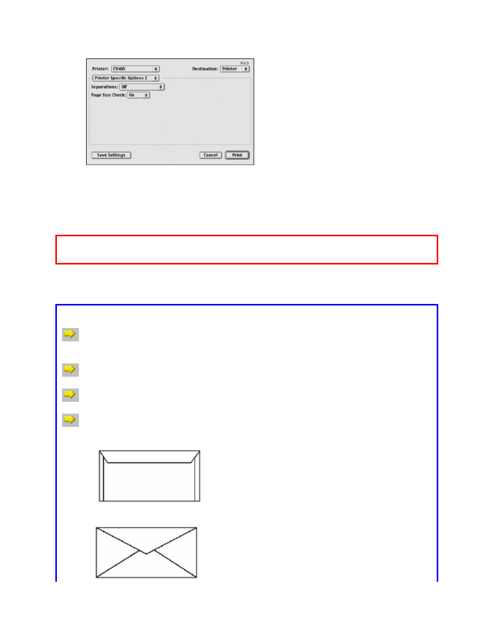 Envelopes, Envelope recommendations | Oki C 9400 User Manual | Page 55 / 453