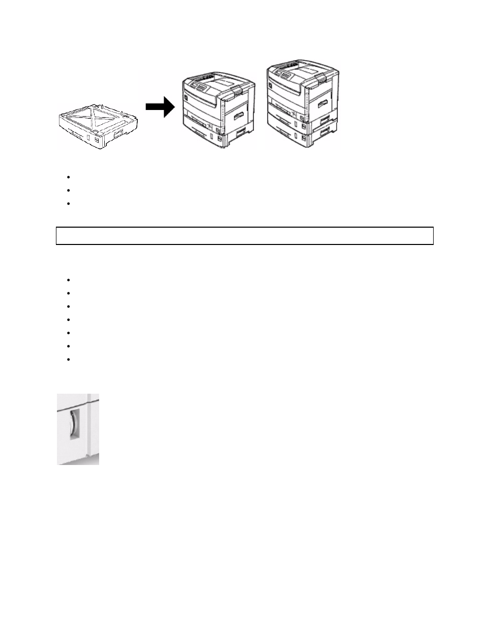 Auxiliary trays (optional), Auxiliary tray usable media sizes, The auxiliary tray gauge | Paper tray media indicator | Oki C 9400 User Manual | Page 72 / 453