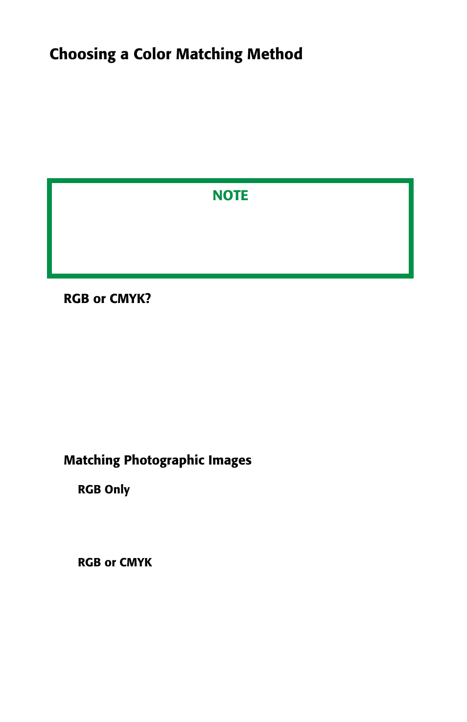Choosing a color matching method, Rgb or cmyk, Matching photographic images | Oki 2426 User Manual | Page 11 / 94