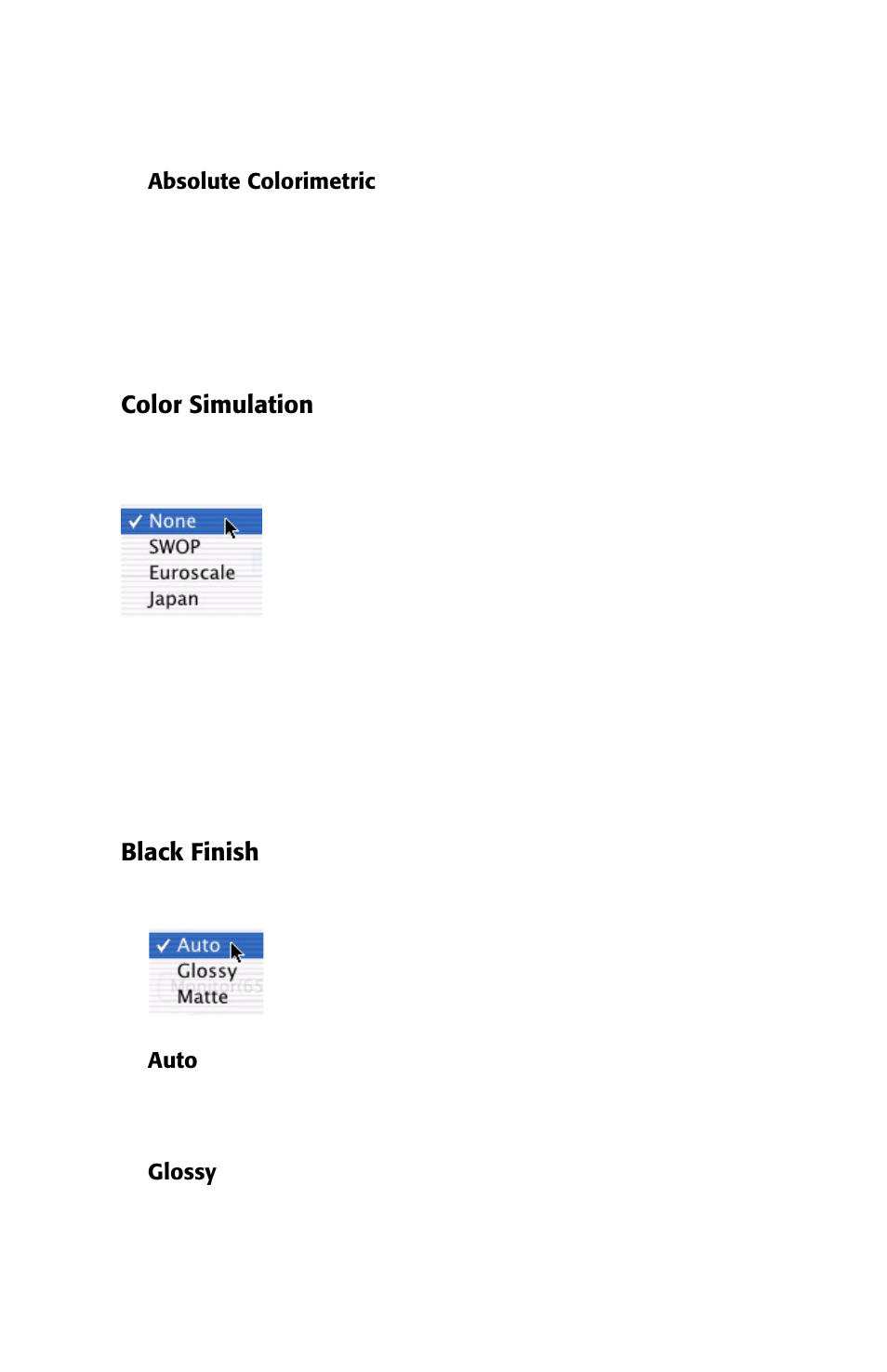 Color simulation, Black finish | Oki 2426 User Manual | Page 17 / 94
