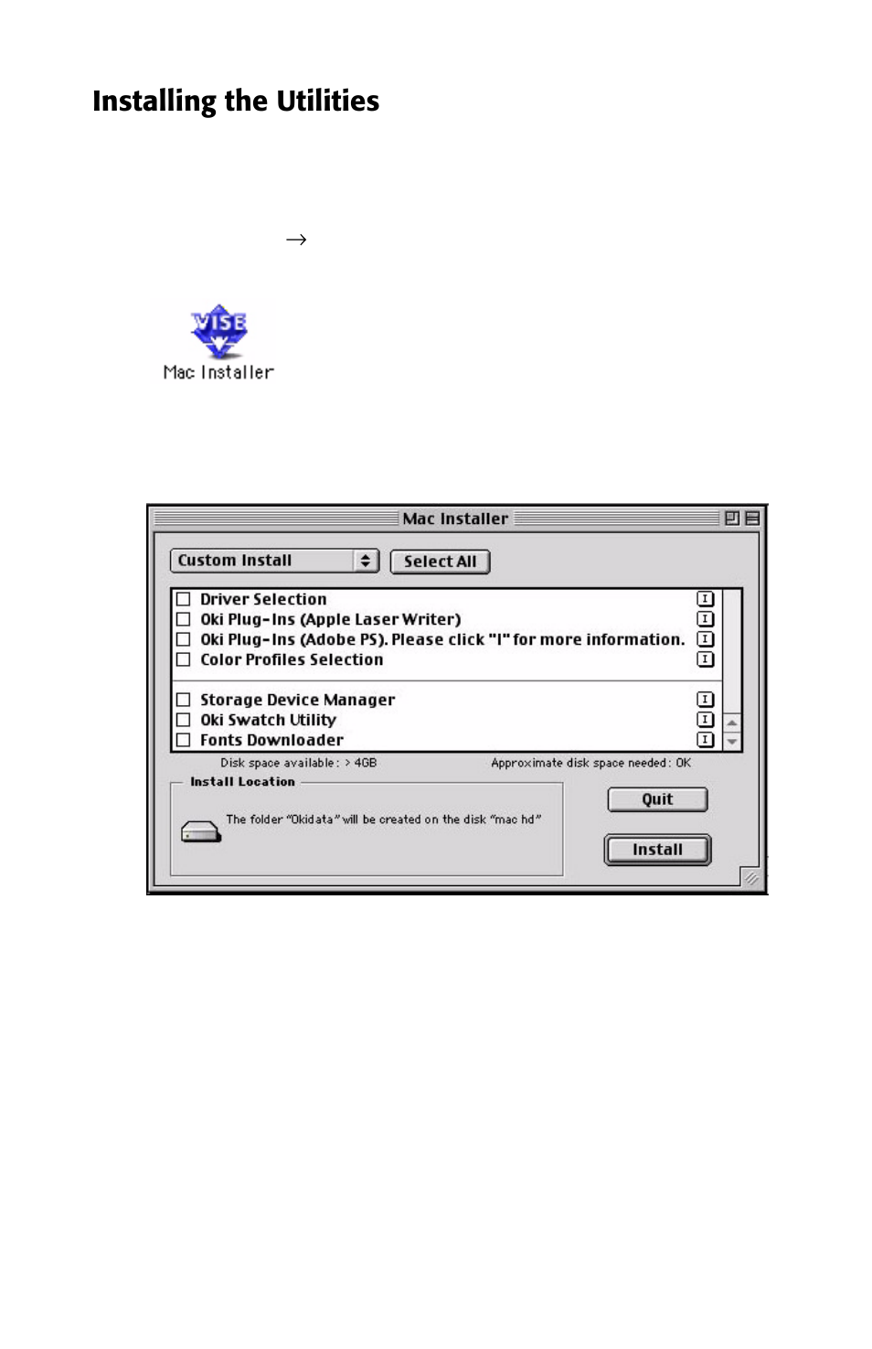 Installing the utilities | Oki 2426 User Manual | Page 38 / 94