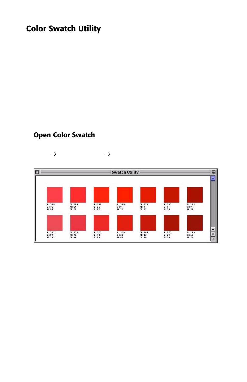 Color swatch utility, Open color swatch | Oki 2426 User Manual | Page 40 / 94