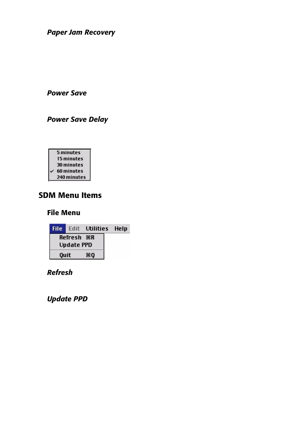 Sdm menu items | Oki 2426 User Manual | Page 44 / 94