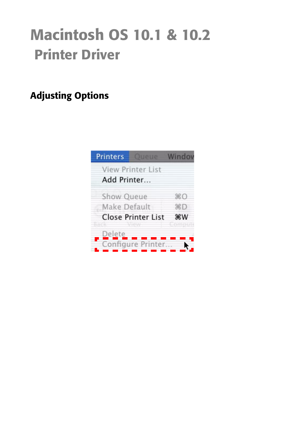 Macintosh os 10.1 & 10.2, Printer driver | Oki 2426 User Manual | Page 50 / 94