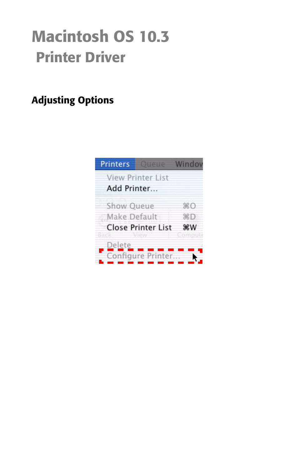 Macintosh os 10.3, Printer driver | Oki 2426 User Manual | Page 72 / 94