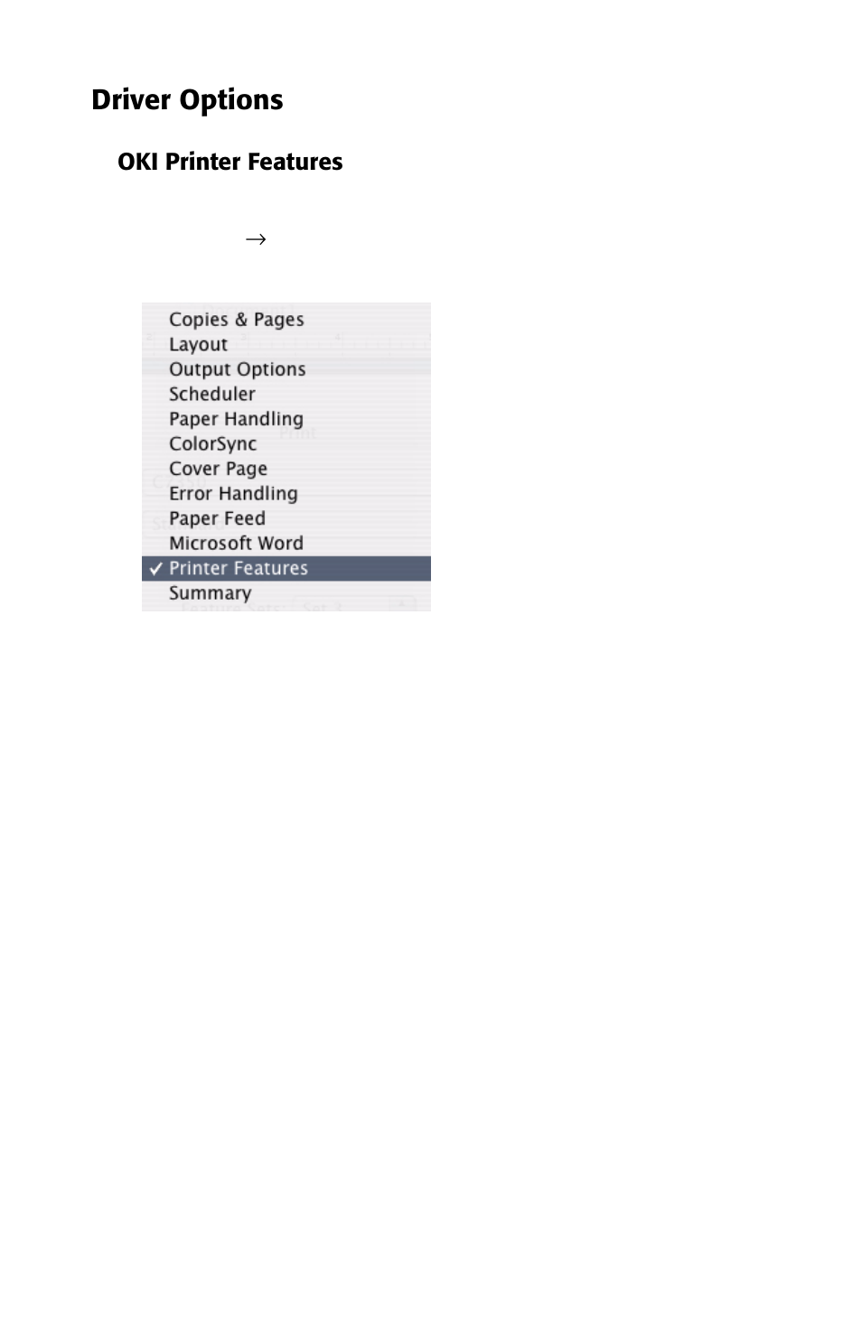 Driver options, Oki printer features | Oki 2426 User Manual | Page 79 / 94