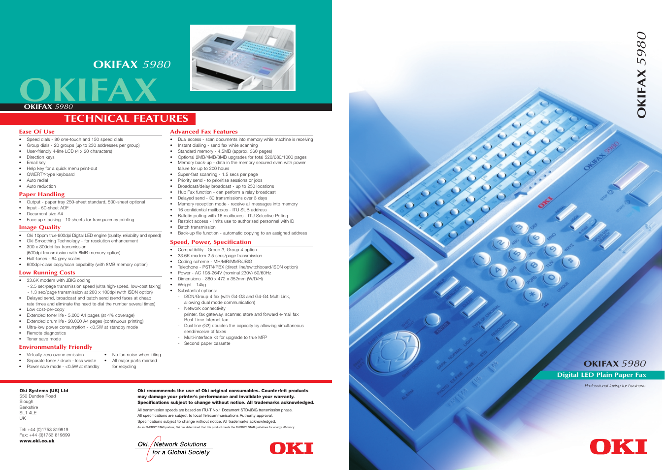 Oki FAX 5980 User Manual | 2 pages