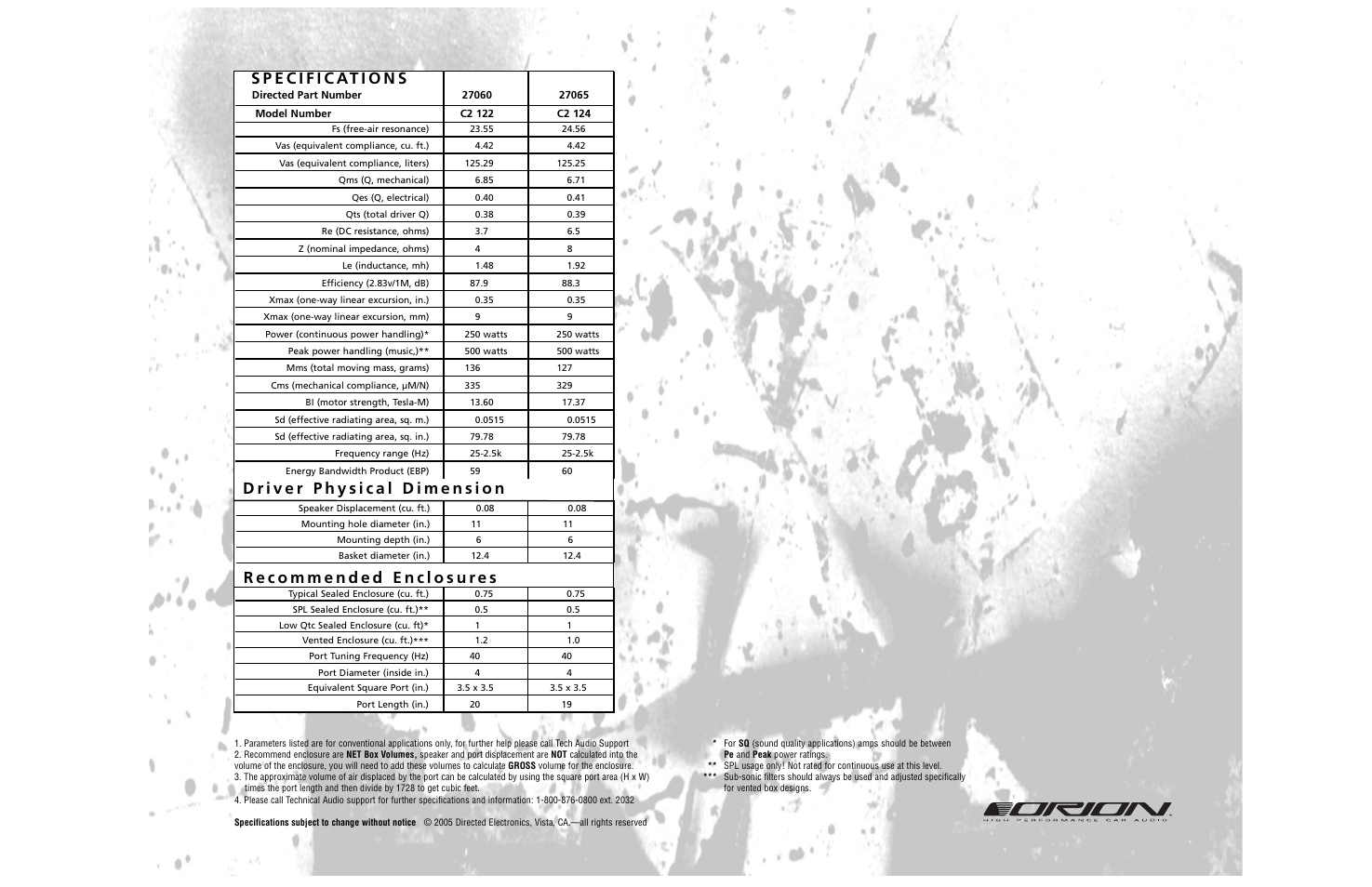 Orion Car Audio C2 122 User Manual | Page 2 / 2