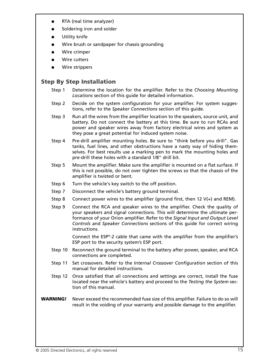 Step by step installation | Orion Car Audio HCCA-D1200 User Manual | Page 16 / 25