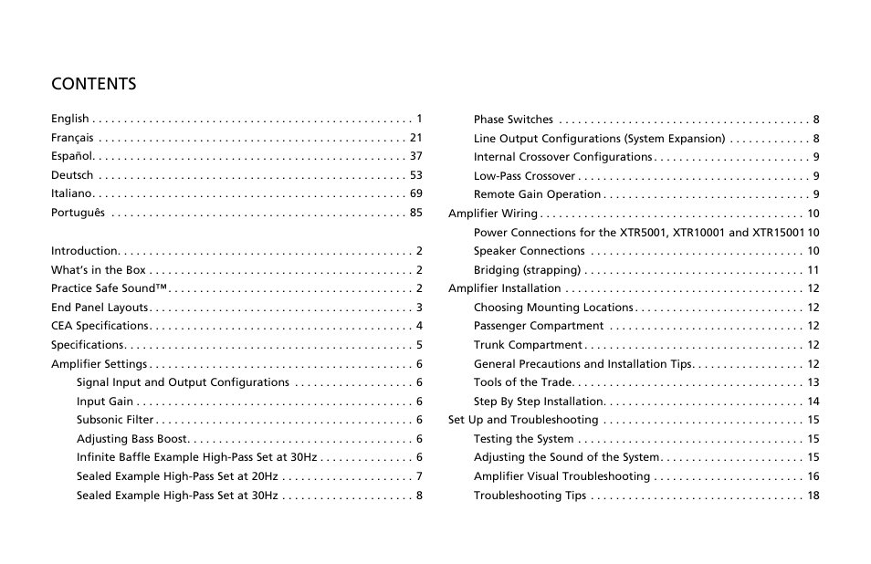 Orion Car Audio XTR Power Amplifier XTR5001 User Manual | Page 2 / 102