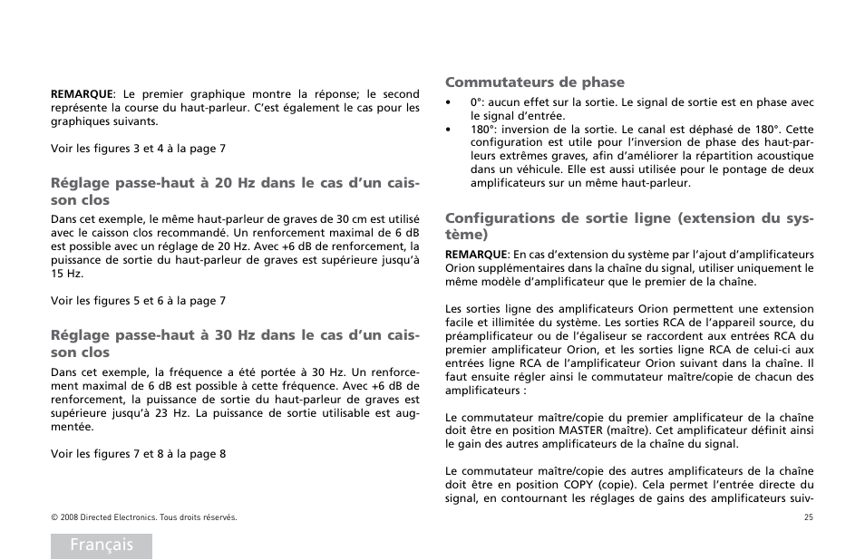 Français | Orion Car Audio XTR Power Amplifier XTR5001 User Manual | Page 26 / 102