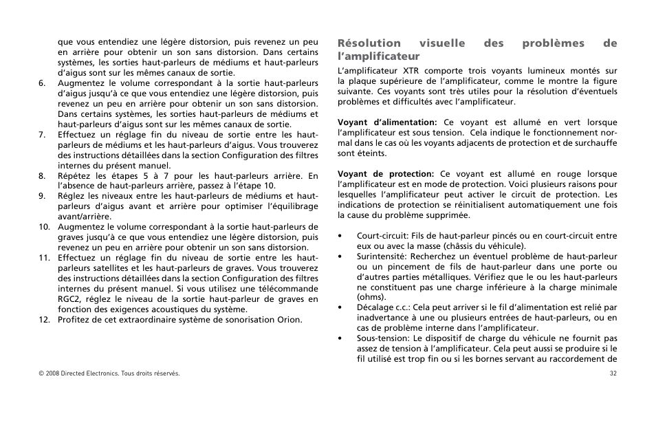 Orion Car Audio XTR Power Amplifier XTR5001 User Manual | Page 33 / 102