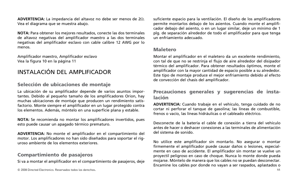 Instalación del amplificador | Orion Car Audio XTR Power Amplifier XTR5001 User Manual | Page 45 / 102