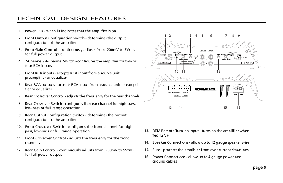 Technical design features | Orion Car Audio 200 User Manual | Page 11 / 44