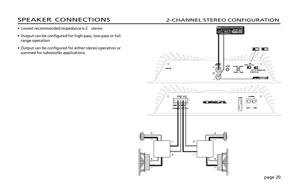 Speaker connections, 16 gauge speaker | Orion Car Audio 200 User Manual | Page 22 / 44