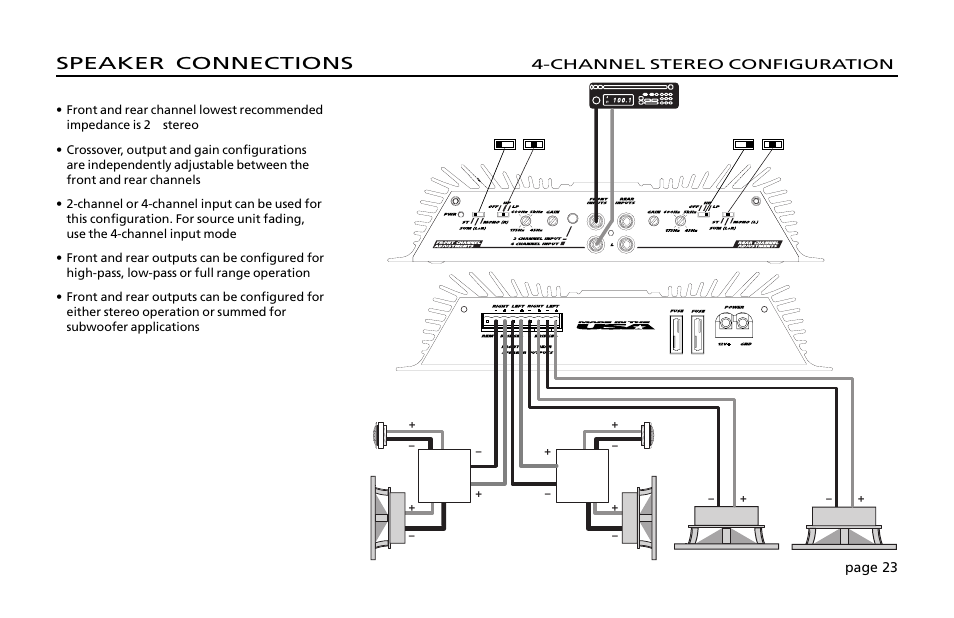 Speaker connections | Orion Car Audio 200 User Manual | Page 25 / 44