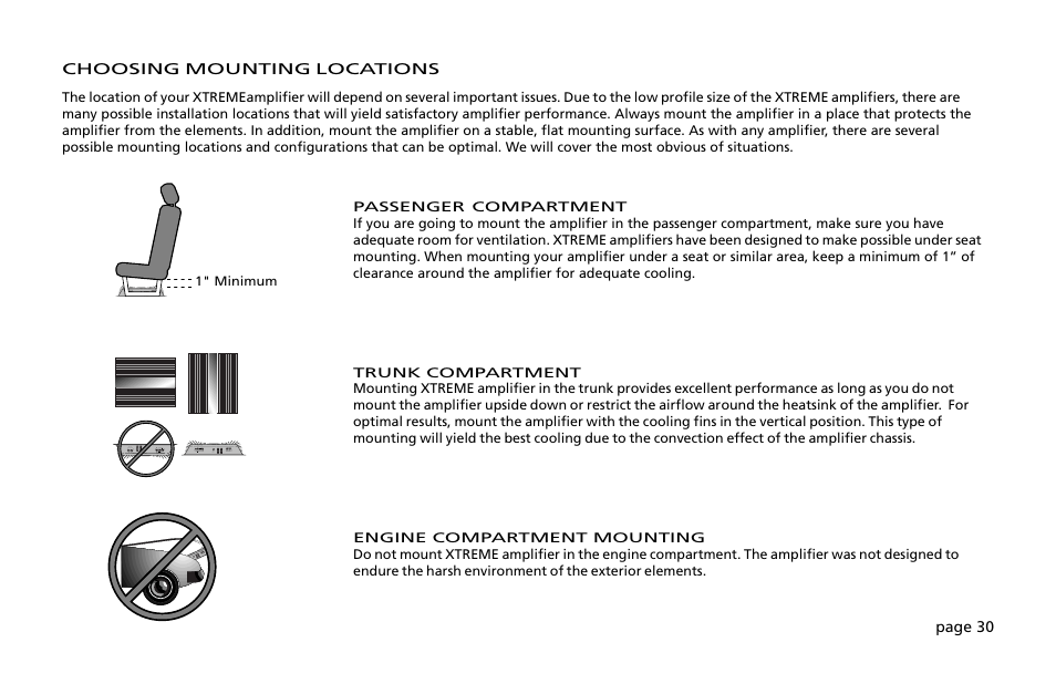 Choosing mounting locations | Orion Car Audio 200 User Manual | Page 32 / 44