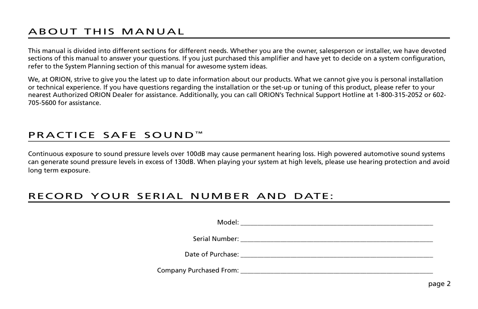 Orion Car Audio 200 User Manual | Page 4 / 44