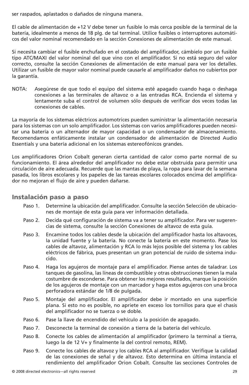 Instalación paso a paso | Orion Car Audio CO6002 User Manual | Page 30 / 66