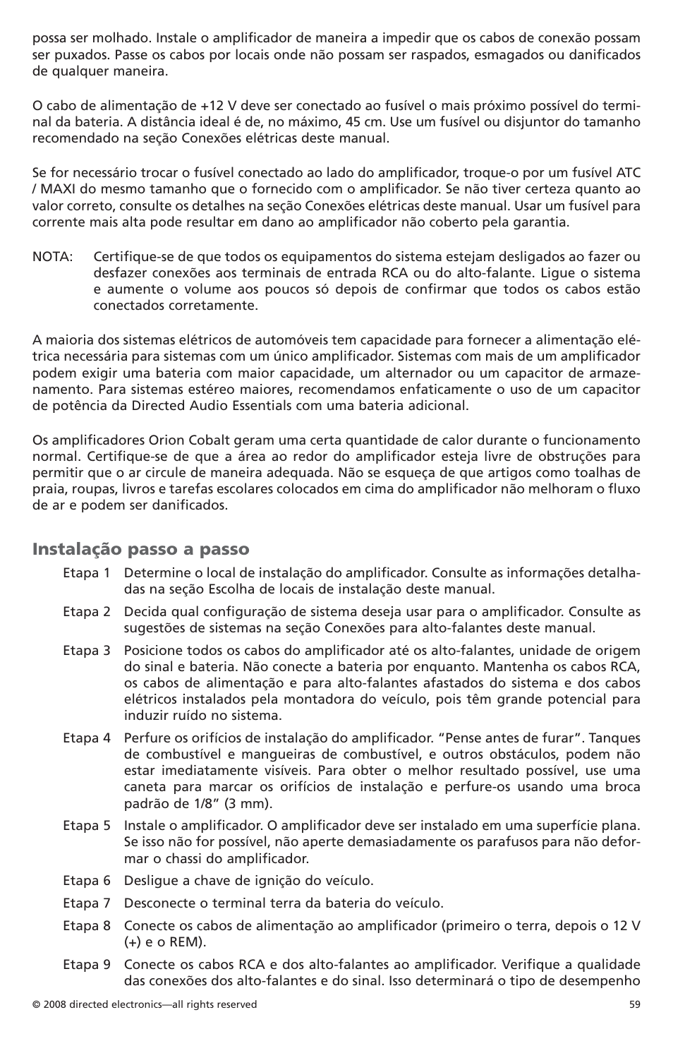 Instalação passo a passo | Orion Car Audio CO6002 User Manual | Page 60 / 66