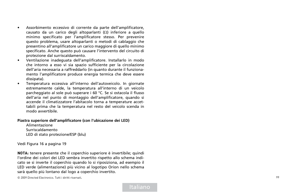 Italiano | Orion Car Audio HCCA25001 User Manual | Page 100 / 126