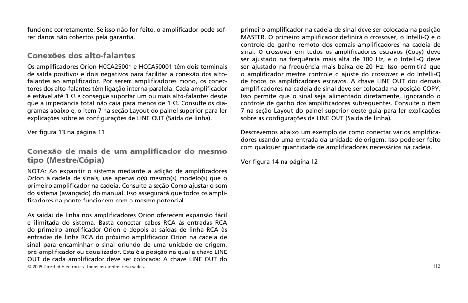 Conexões dos alto-falantes | Orion Car Audio HCCA25001 User Manual | Page 113 / 126