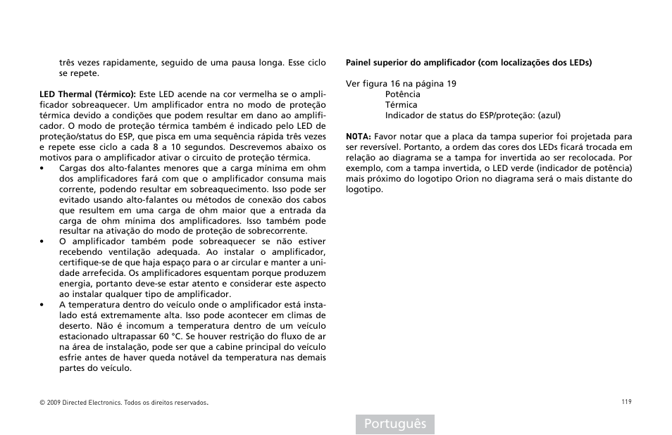 Português | Orion Car Audio HCCA25001 User Manual | Page 120 / 126
