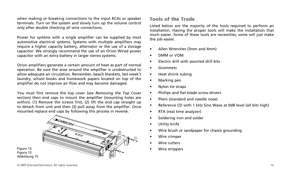 Tools of the trade | Orion Car Audio HCCA25001 User Manual | Page 15 / 126