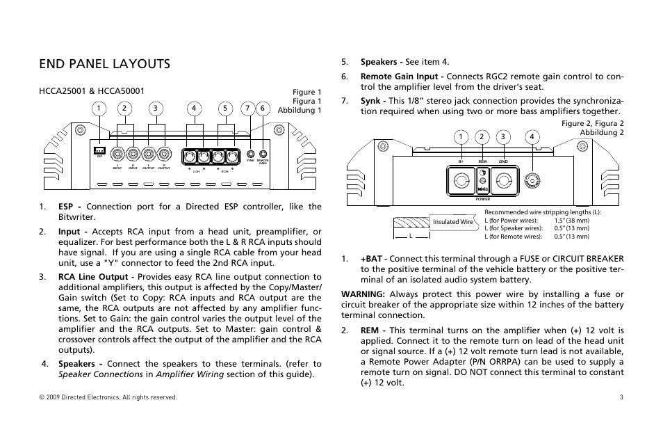 End panel layouts | Orion Car Audio HCCA25001 User Manual | Page 4 / 126