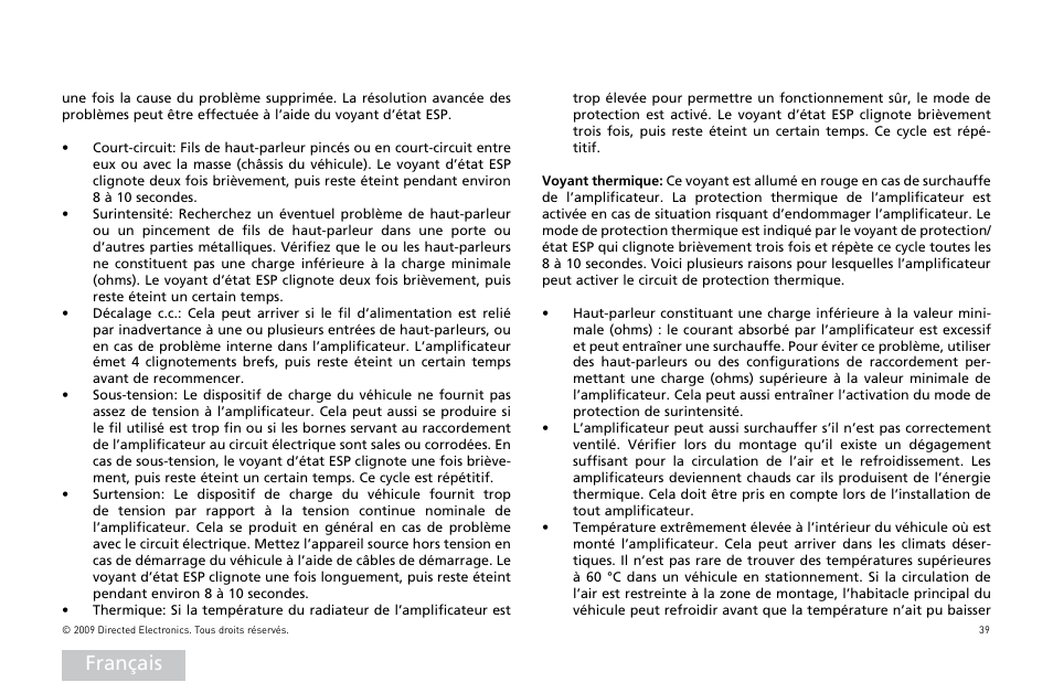 Français | Orion Car Audio HCCA25001 User Manual | Page 40 / 126