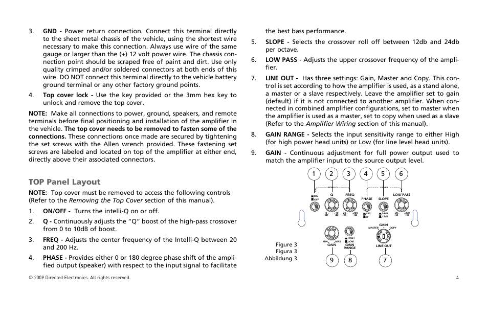 Top panel layout | Orion Car Audio HCCA25001 User Manual | Page 5 / 126