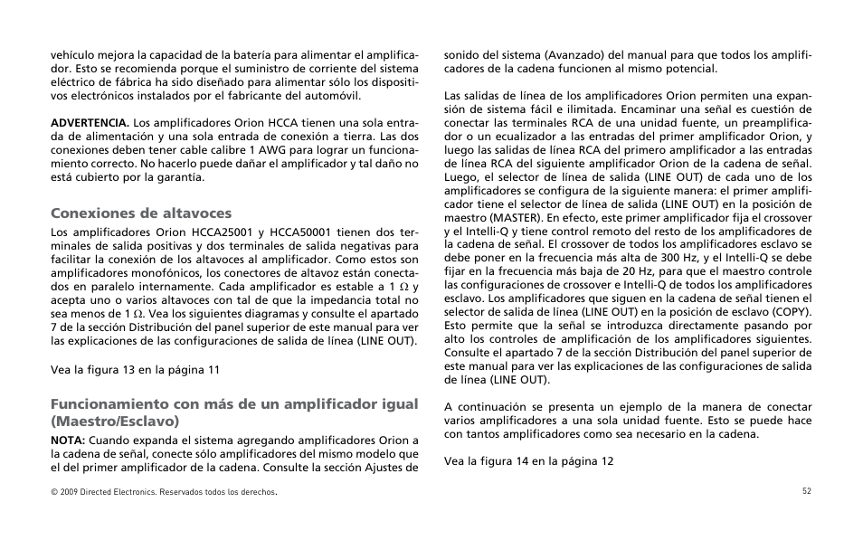 Conexiones de altavoces | Orion Car Audio HCCA25001 User Manual | Page 53 / 126