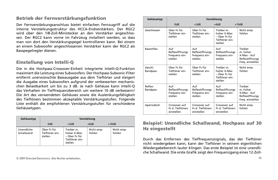 Betrieb der fernverstärkungsfunktion, Einstellung von intelli-q | Orion Car Audio HCCA25001 User Manual | Page 71 / 126