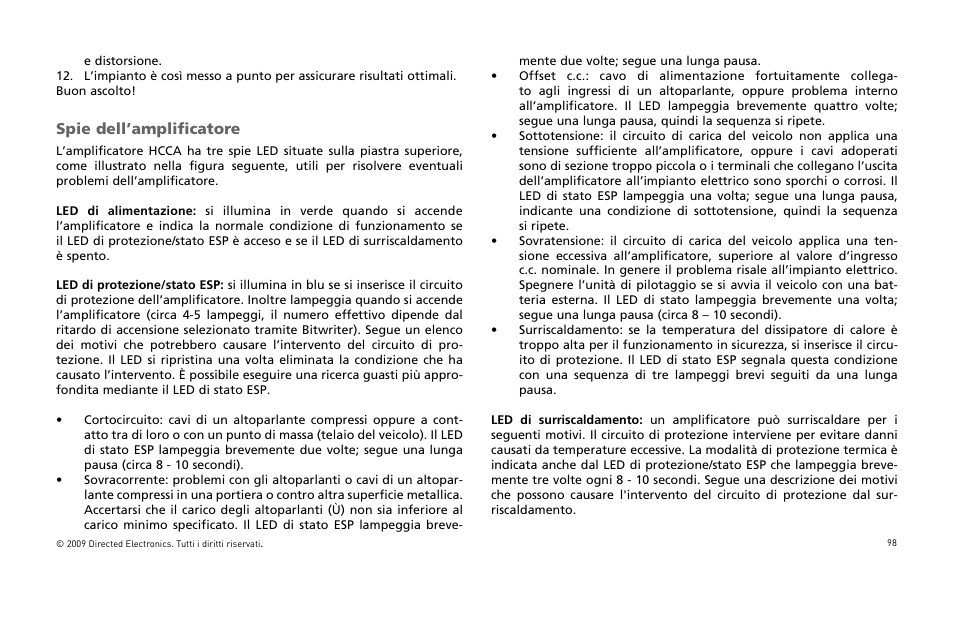 Spie dell’amplificatore | Orion Car Audio HCCA25001 User Manual | Page 99 / 126