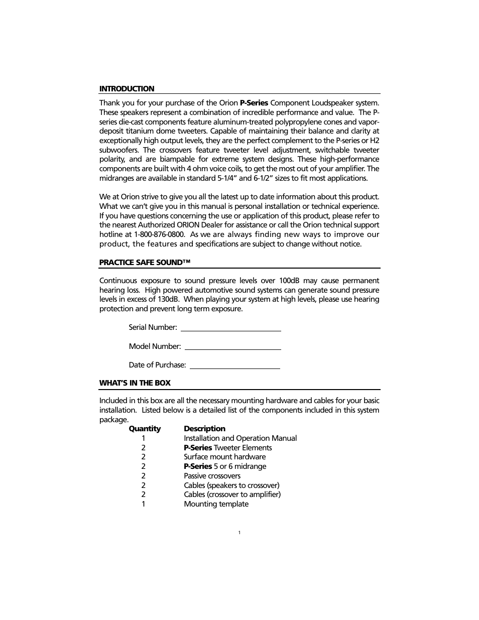 Orion Car Audio P5.2 User Manual | Page 2 / 8