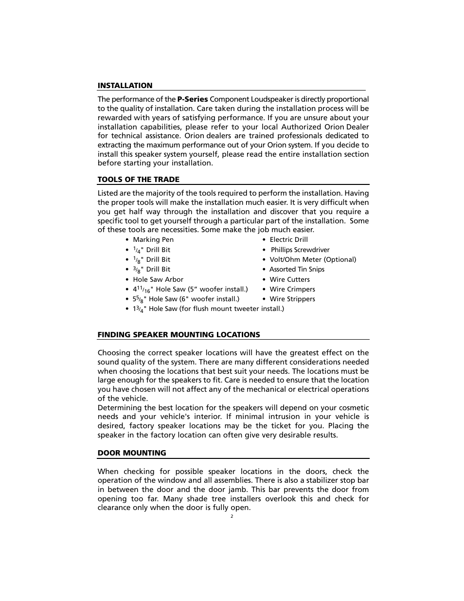 Orion Car Audio P5.2 User Manual | Page 3 / 8