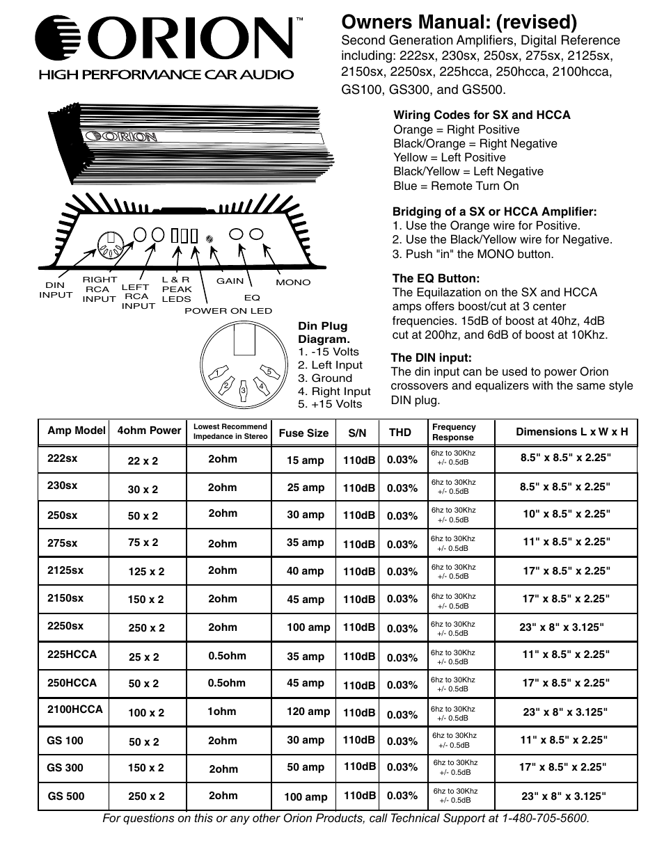 Orion Car Audio GS 500 User Manual | 1 page