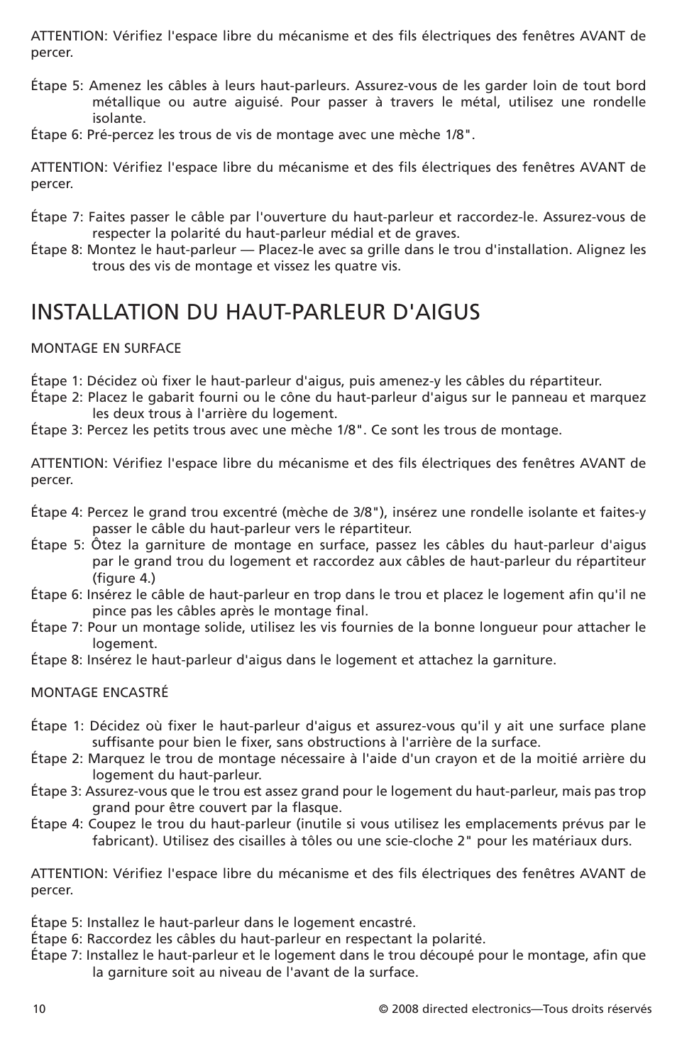 Installation du haut-parleur d'aigus | Orion Car Audio XTR52 User Manual | Page 11 / 29