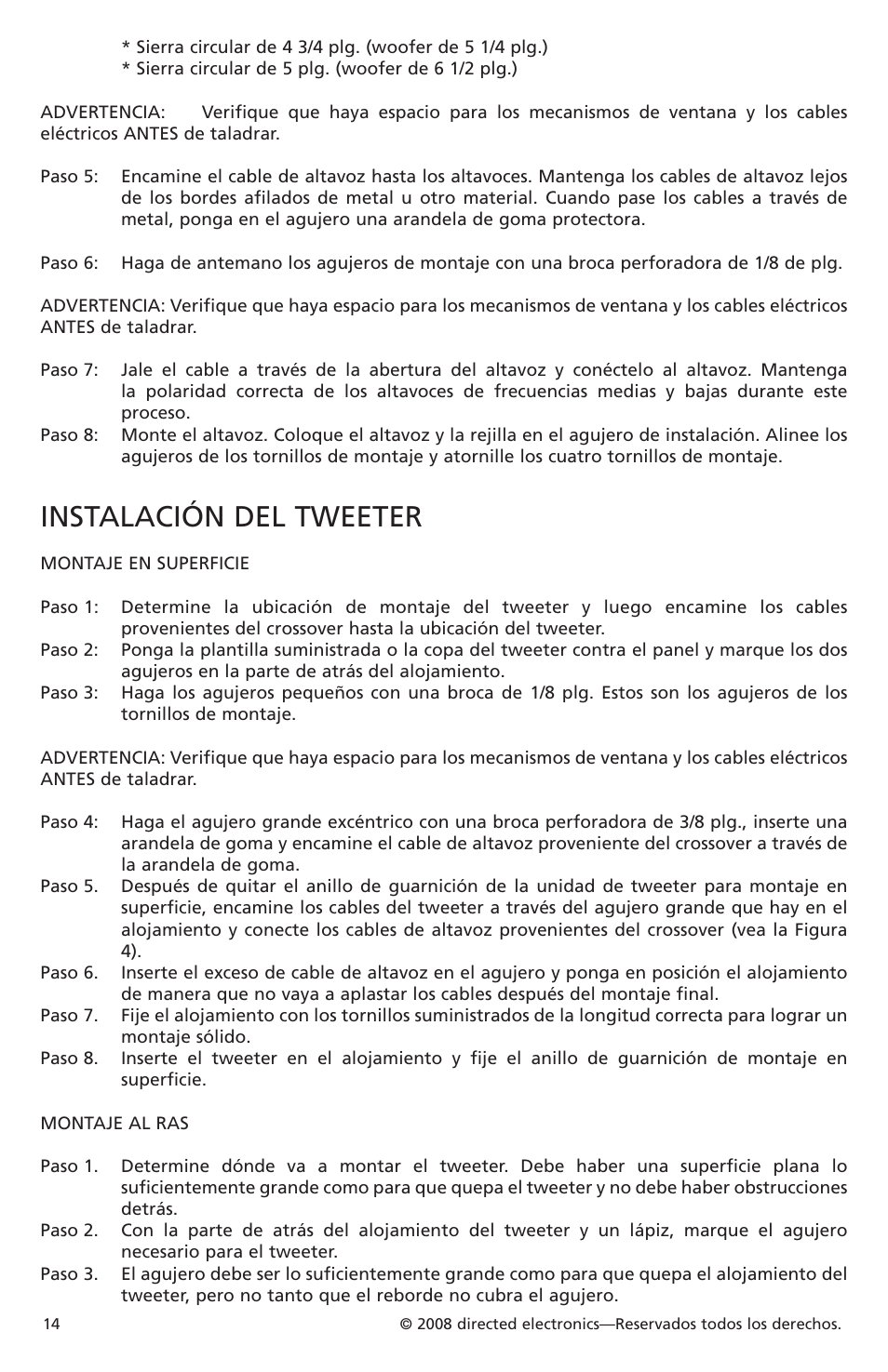 Instalación del tweeter | Orion Car Audio XTR52 User Manual | Page 14 / 29