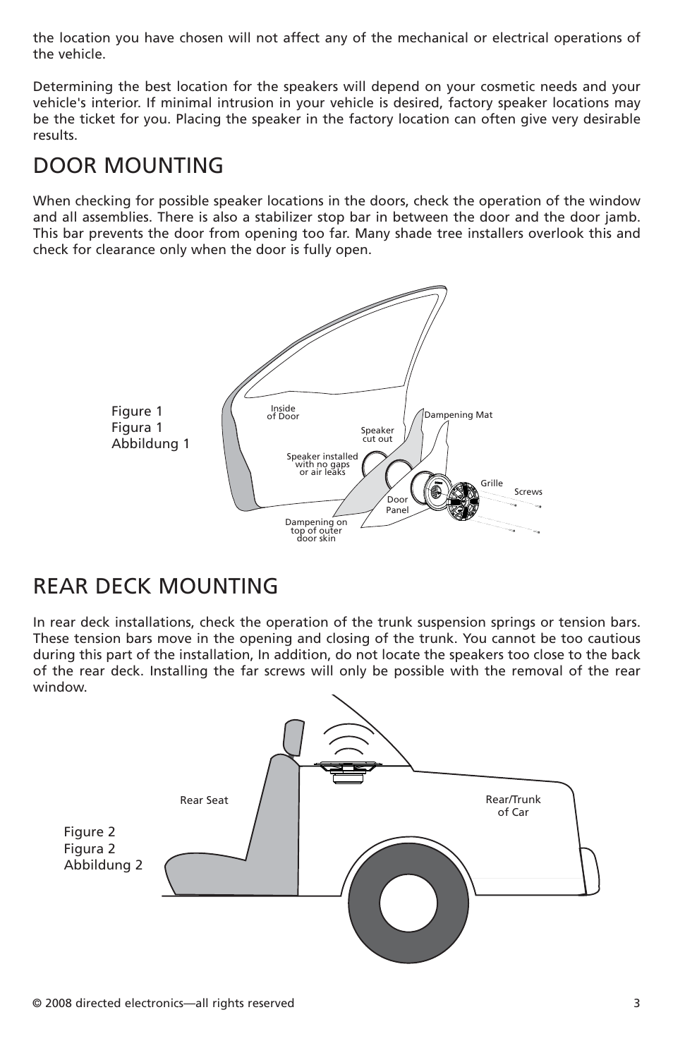 Door mounting, Rear deck mounting | Orion Car Audio XTR52 User Manual | Page 4 / 29