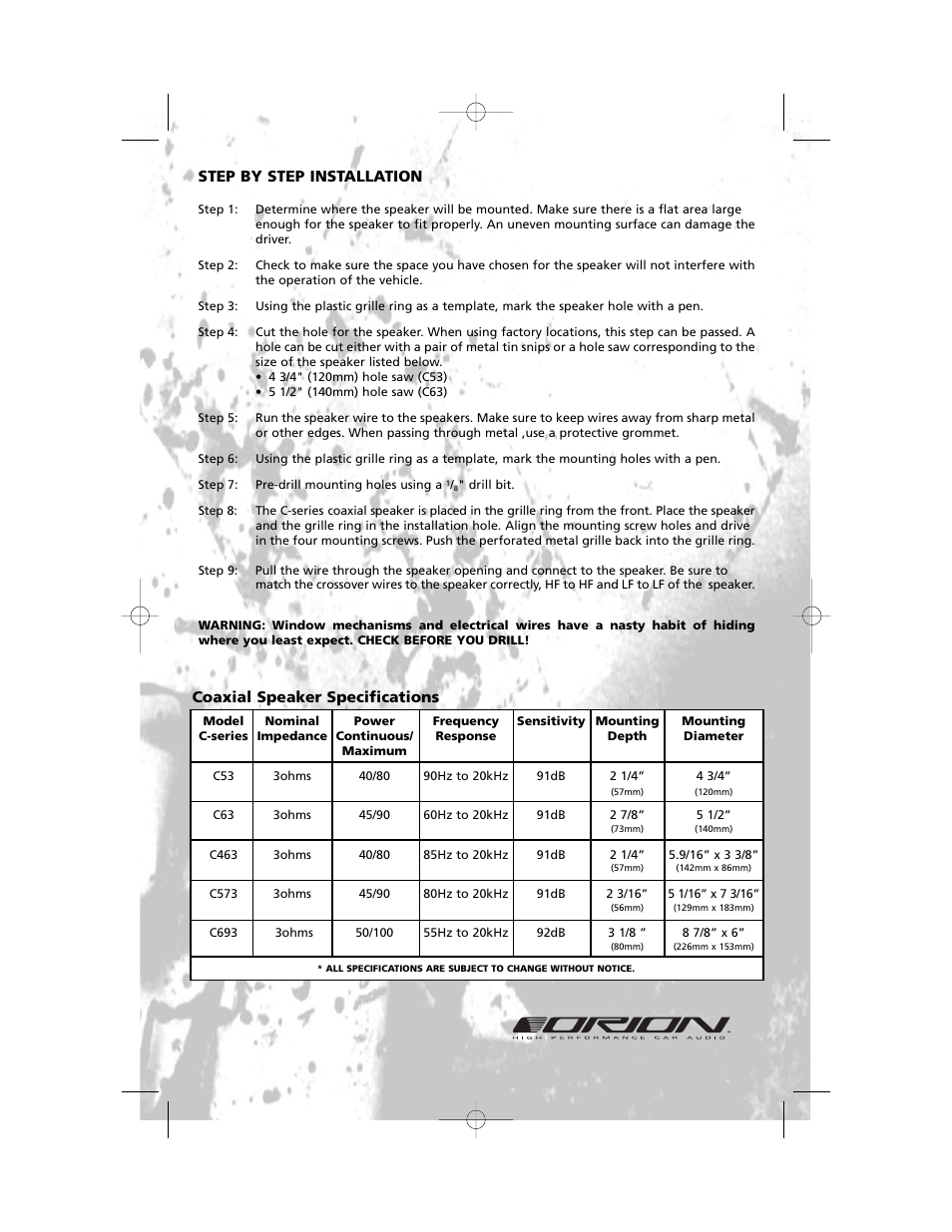 Orion Car Audio C693 User Manual | Page 3 / 4