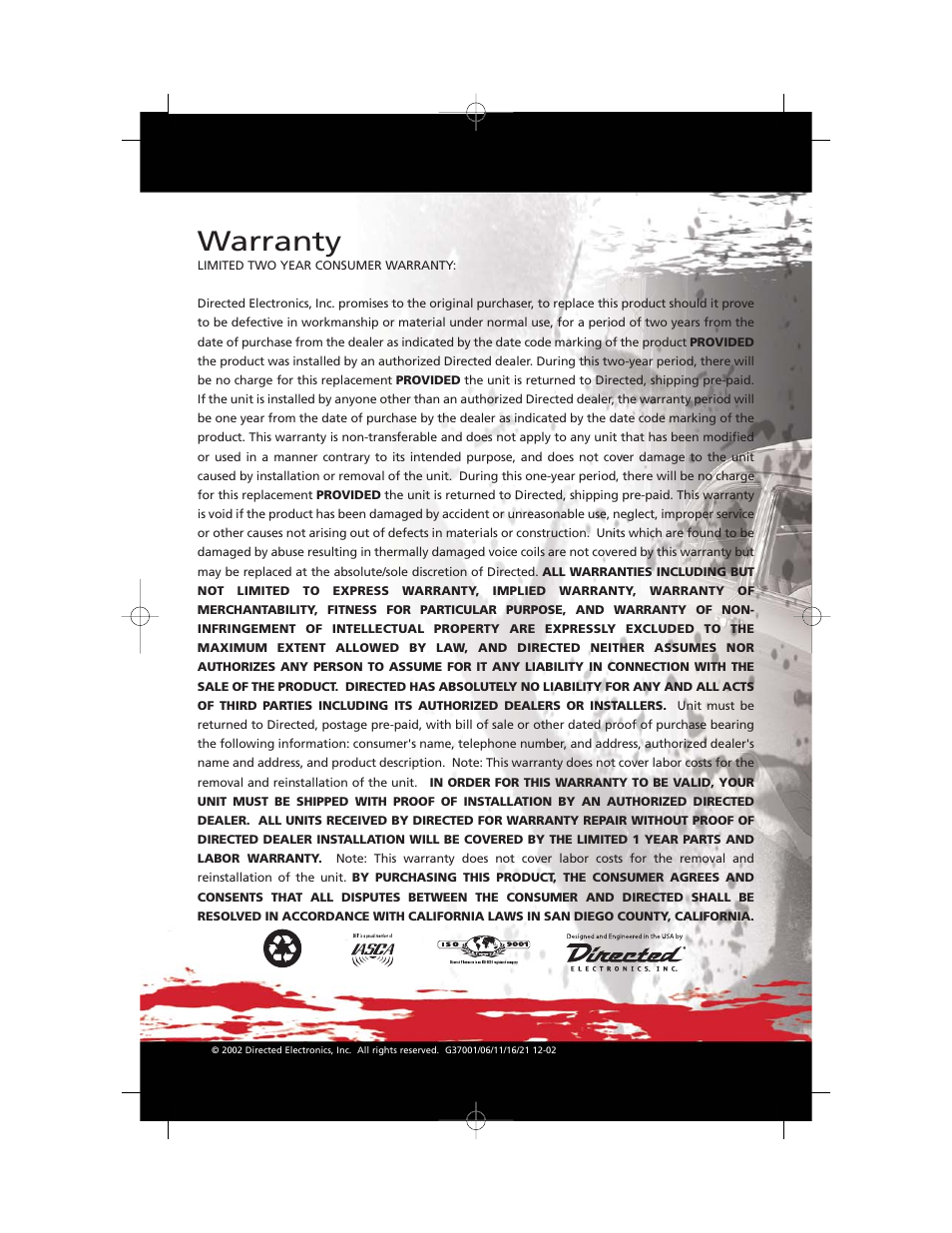 Warranty | Orion Car Audio C693 User Manual | Page 4 / 4