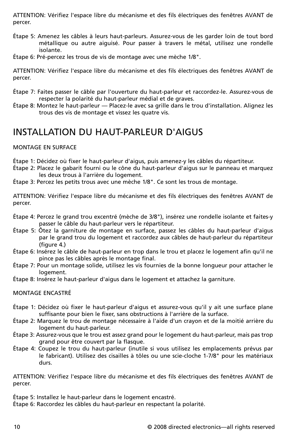 Installation du haut-parleur d'aigus | Orion Car Audio CO652 User Manual | Page 11 / 30
