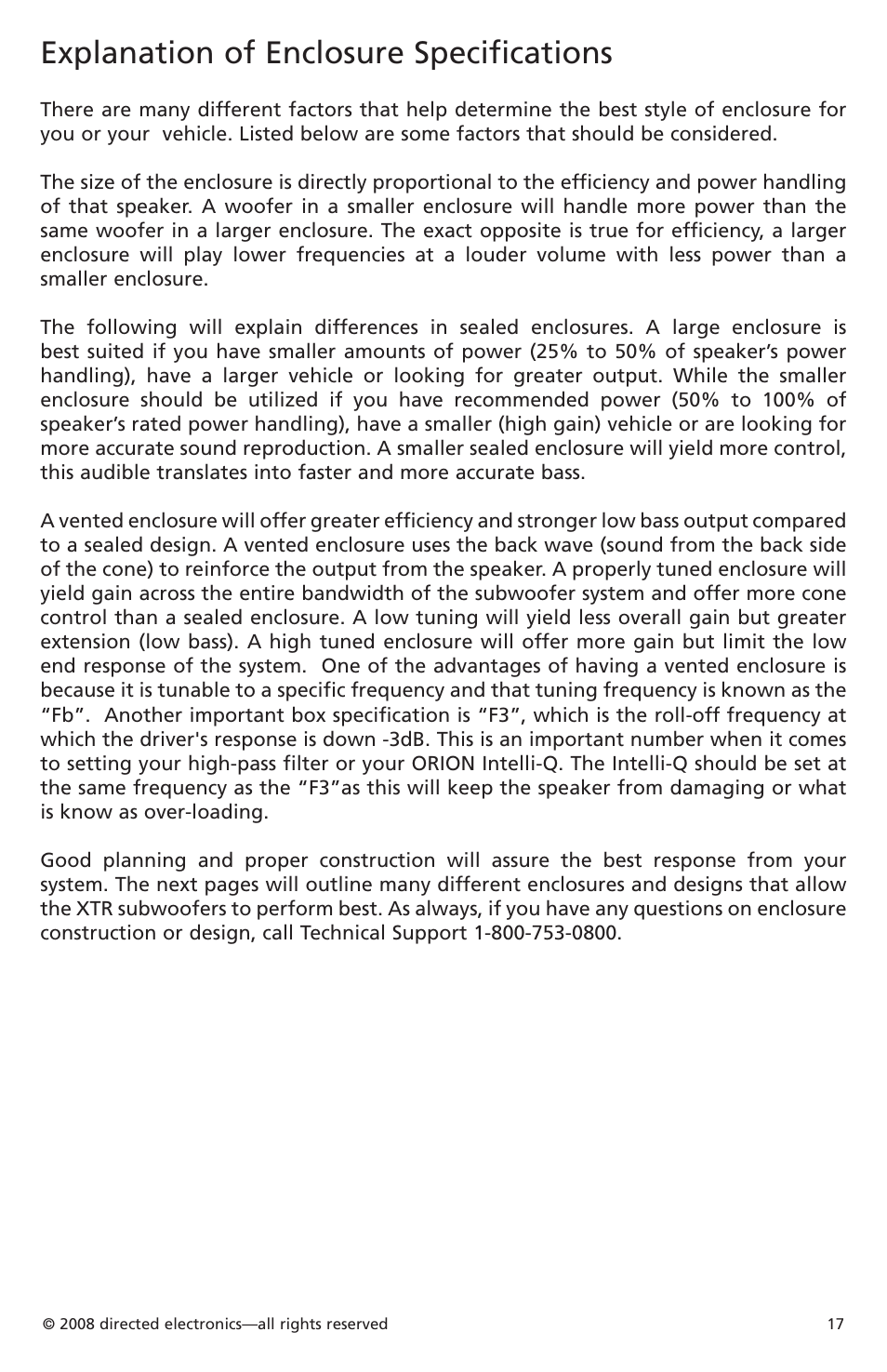 Explanation of enclosure specifications | Orion Car Audio XTR Subwoofers XTR104 User Manual | Page 18 / 75