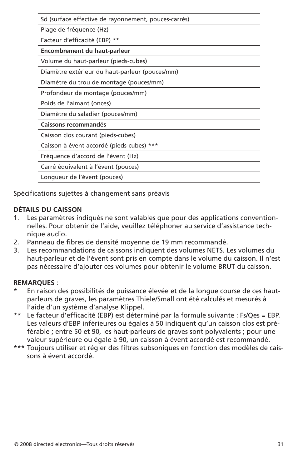 Orion Car Audio XTR Subwoofers XTR104 User Manual | Page 31 / 75