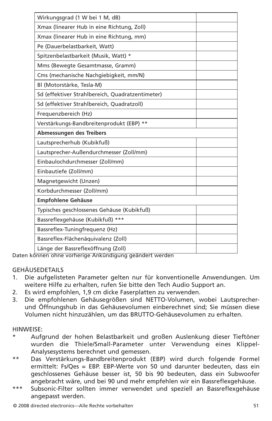 Orion Car Audio XTR Subwoofers XTR104 User Manual | Page 51 / 75