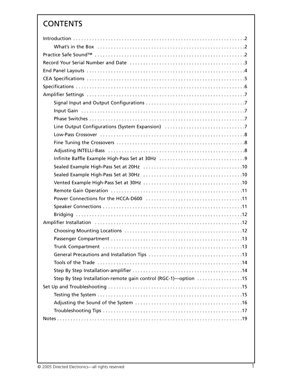 Orion Car Audio HCCA-D600 User Manual | Page 2 / 21