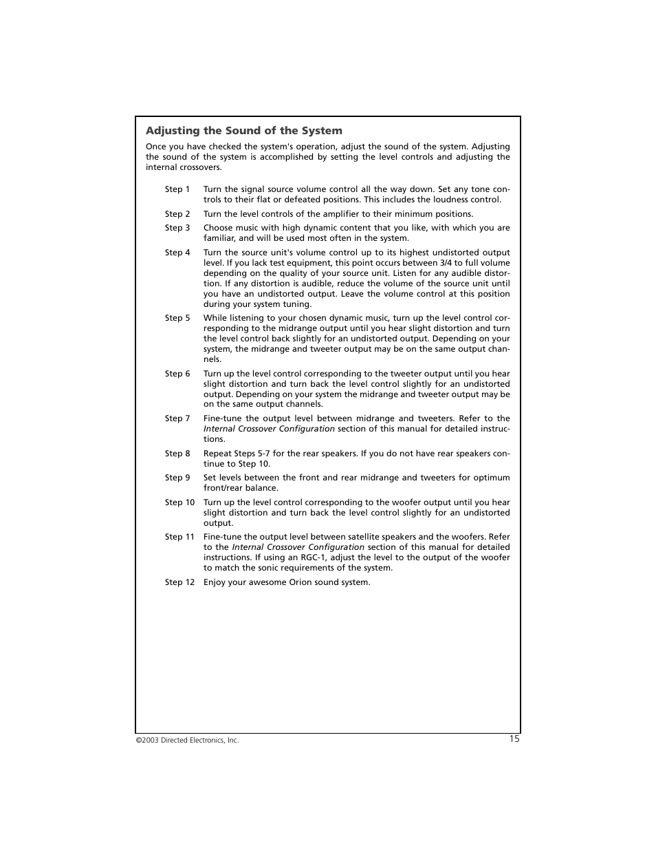 Orion Car Audio 7005 User Manual | Page 16 / 22