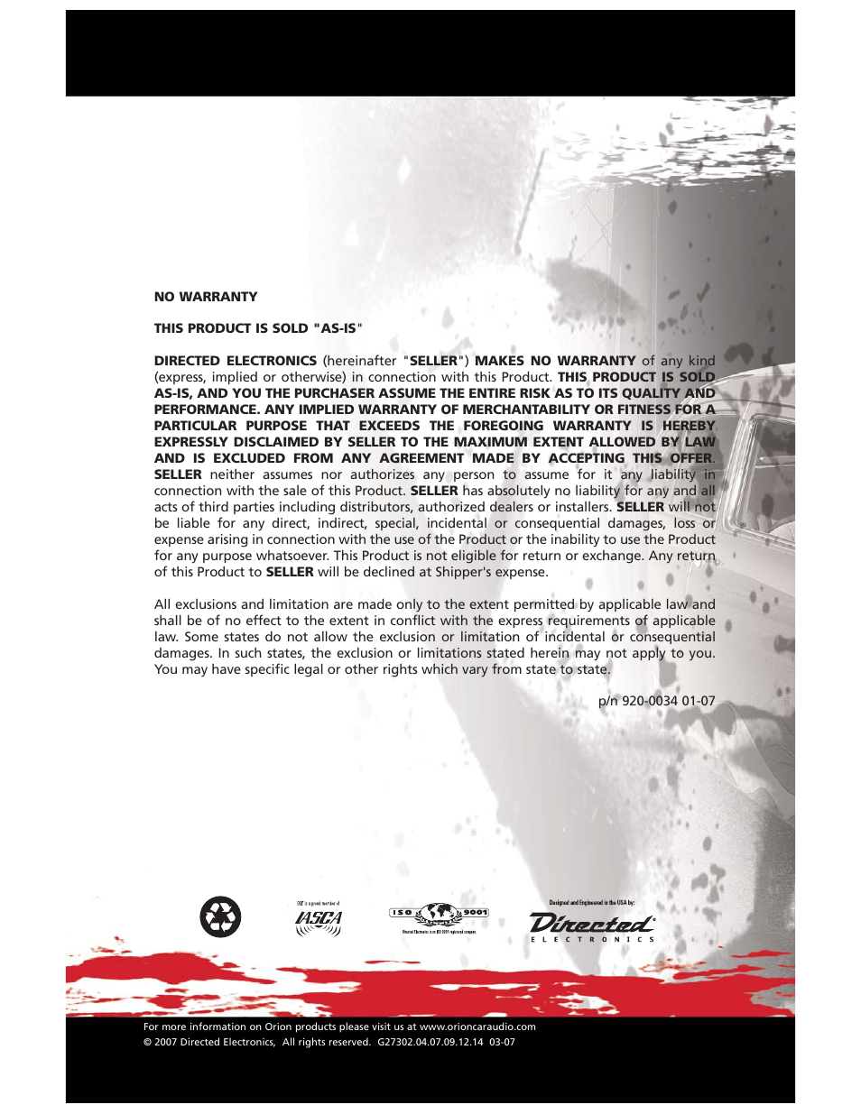 Orion Car Audio HCCA 10.4 User Manual | Page 26 / 26